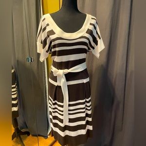 Cute brown and white sweater dress